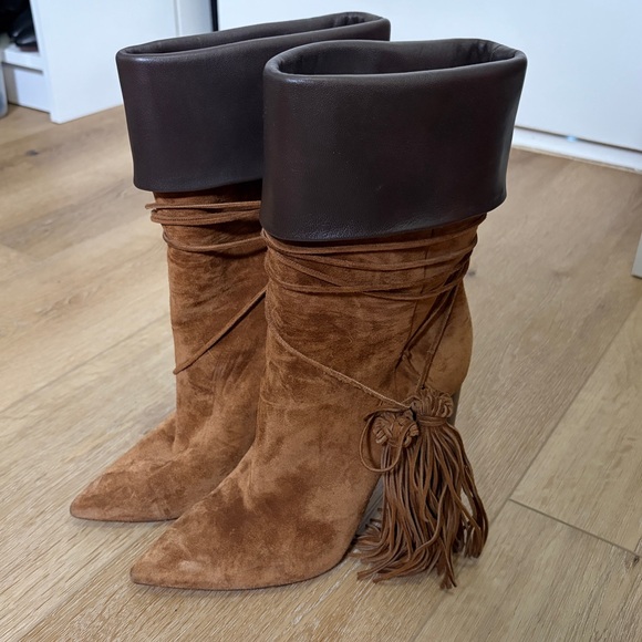 Saint Laurent Suede Fringe Boot - Picture 1 of 9